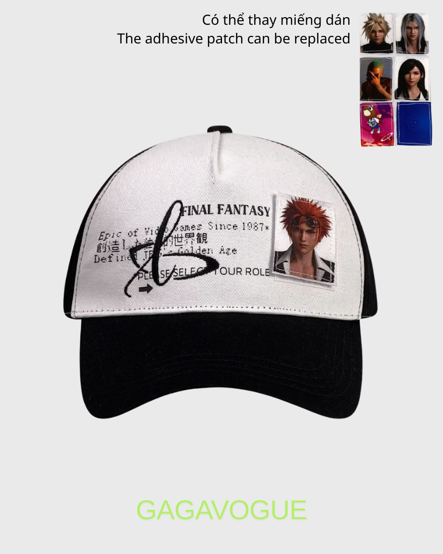 GAGAVOGUE FINAL FANTASY CHARACTER PATCH GRAPHIC CONTRAST BASEBALL CAP