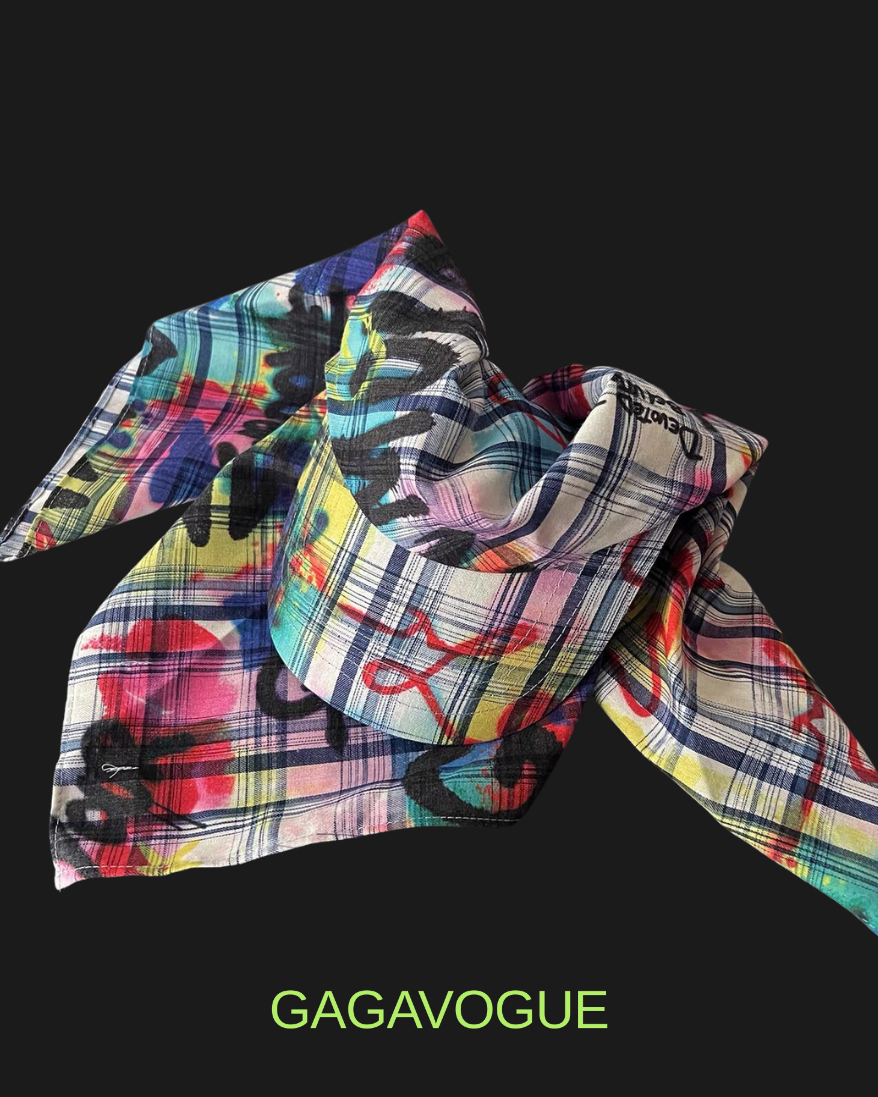 GAGAVOGUE MULTICOLOR PLAID TIE-STRING TRAPPER CAP