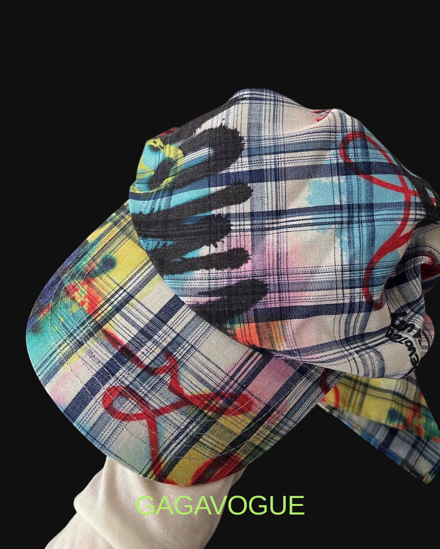 GAGAVOGUE MULTICOLOR PLAID TIE-STRING TRAPPER CAP