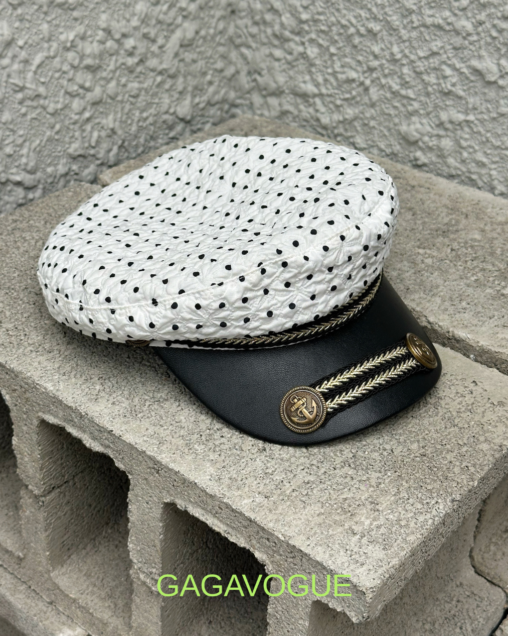 GAGAVOGUE WHITE TEXTURED MILITARY INSPIRED CAP