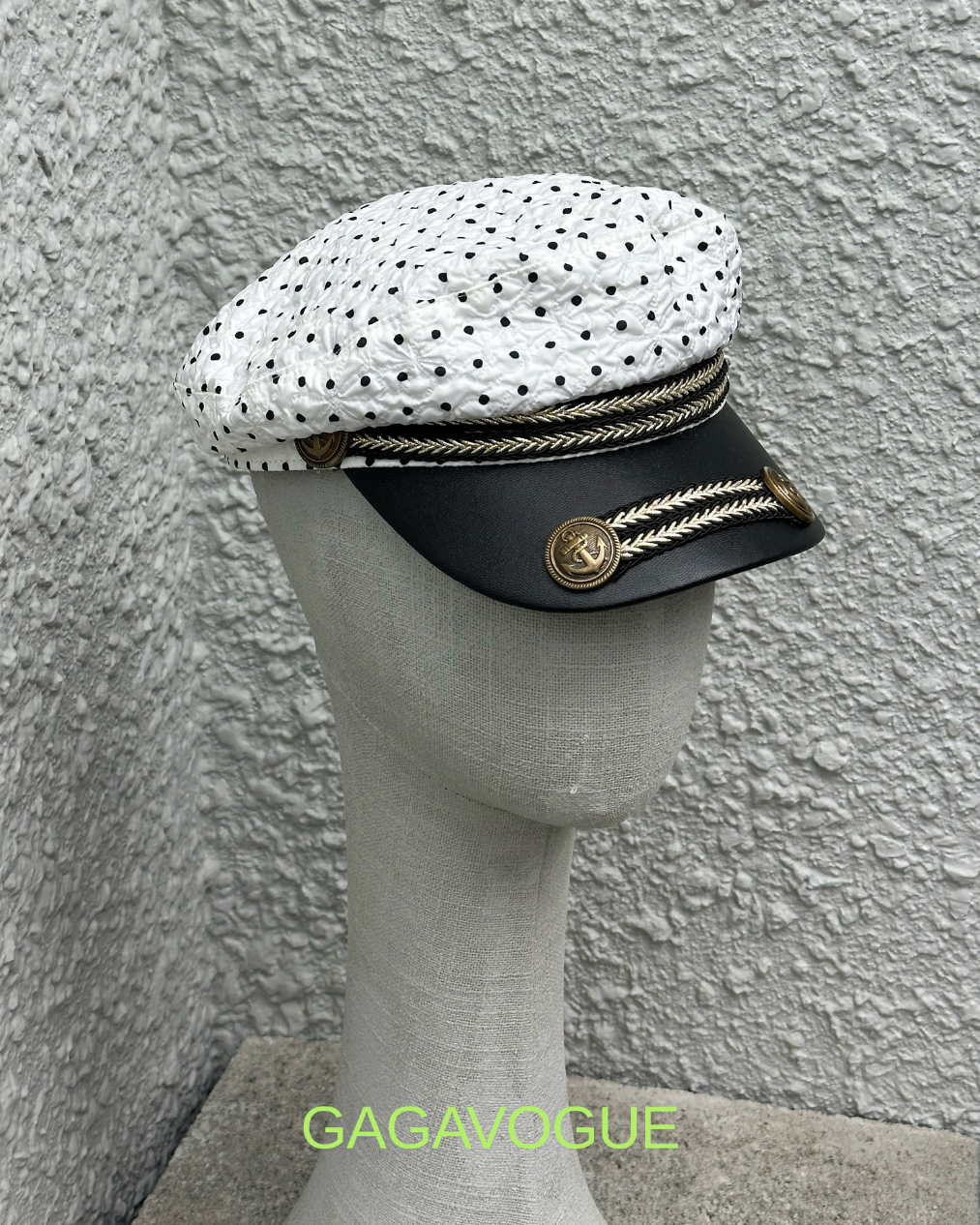 GAGAVOGUE WHITE TEXTURED MILITARY INSPIRED CAP