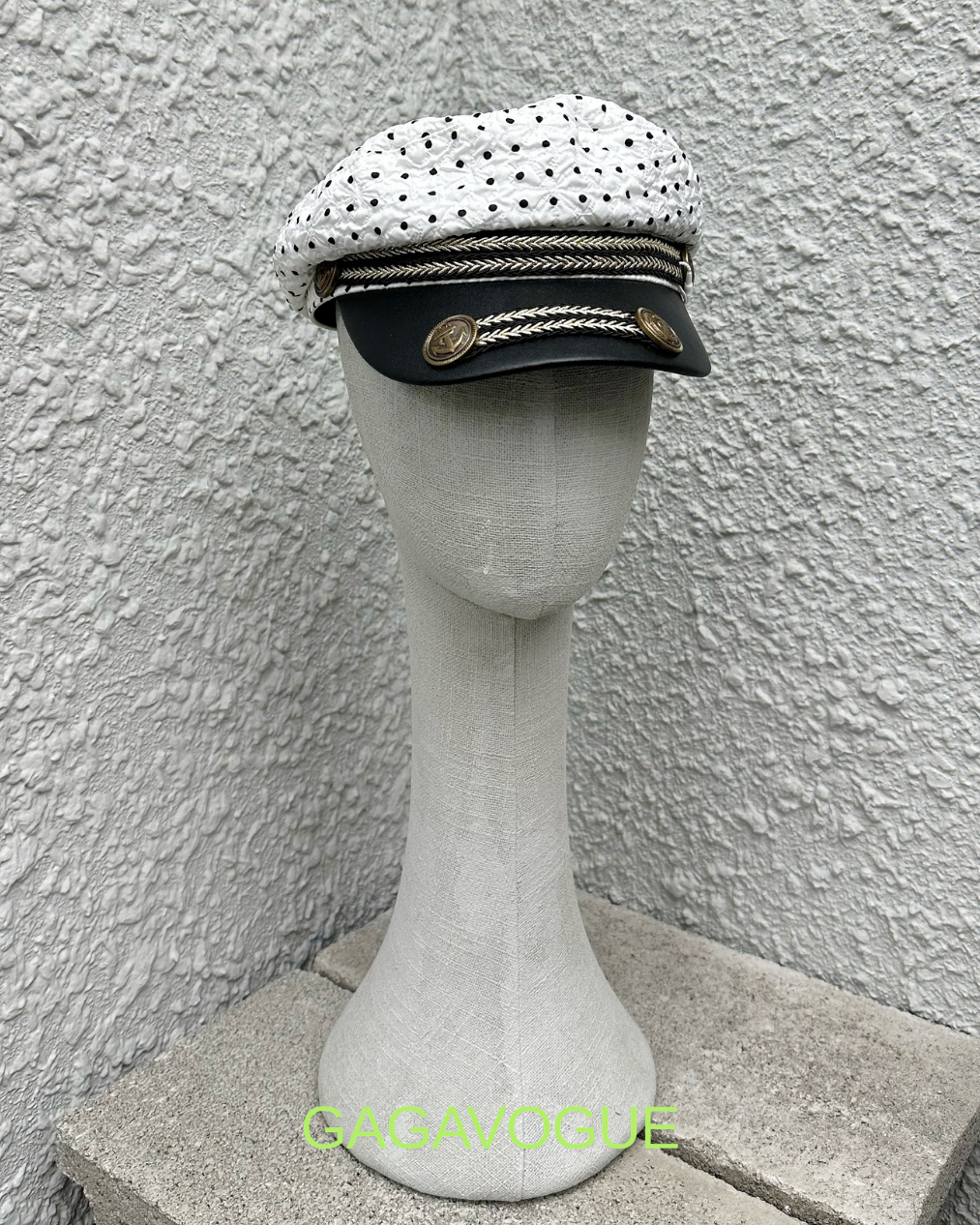 GAGAVOGUE WHITE TEXTURED MILITARY INSPIRED CAP