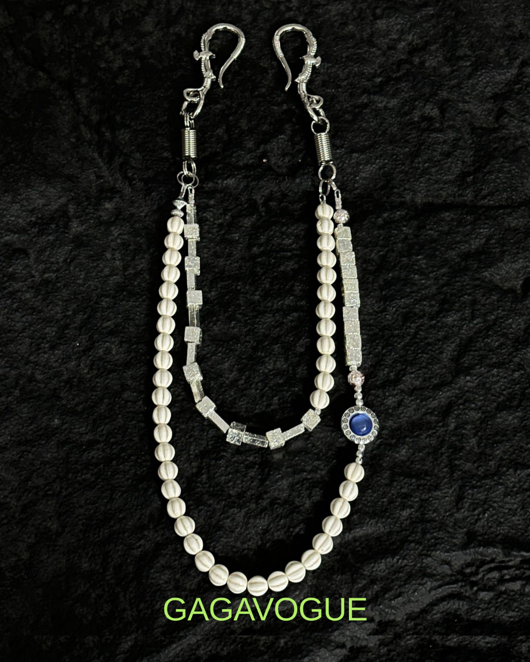 GAGAVOGUE DOUBLE LAYER PEARL STONE CHAIN