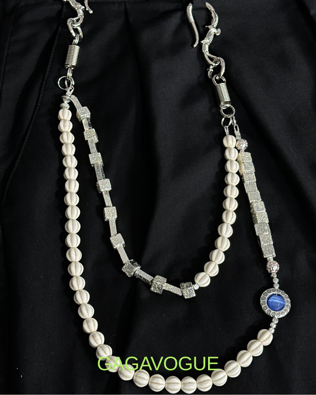 GAGAVOGUE DOUBLE LAYER PEARL STONE CHAIN