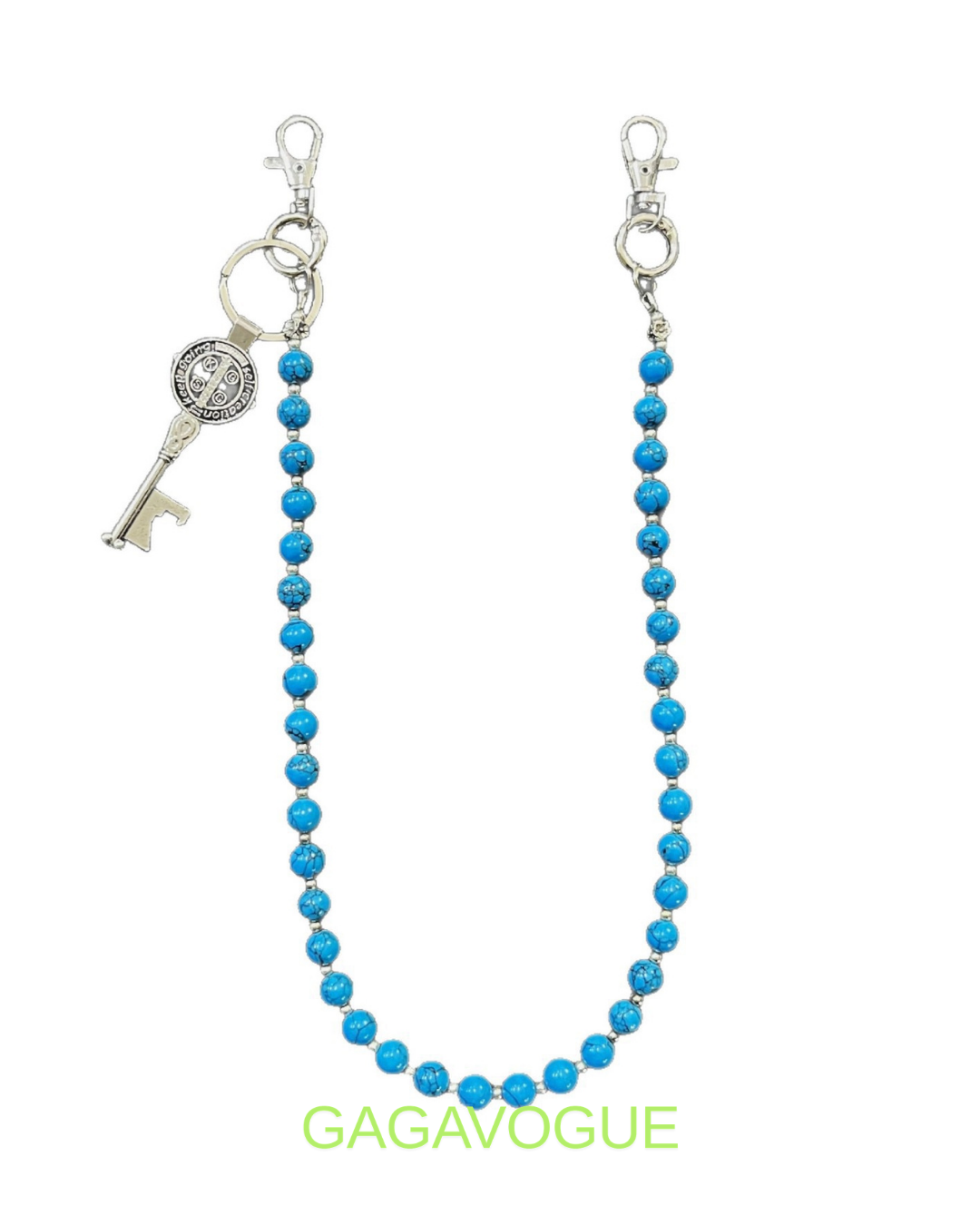 GAGAVOGUE TURQUOISE BEADED WALLET CHAIN