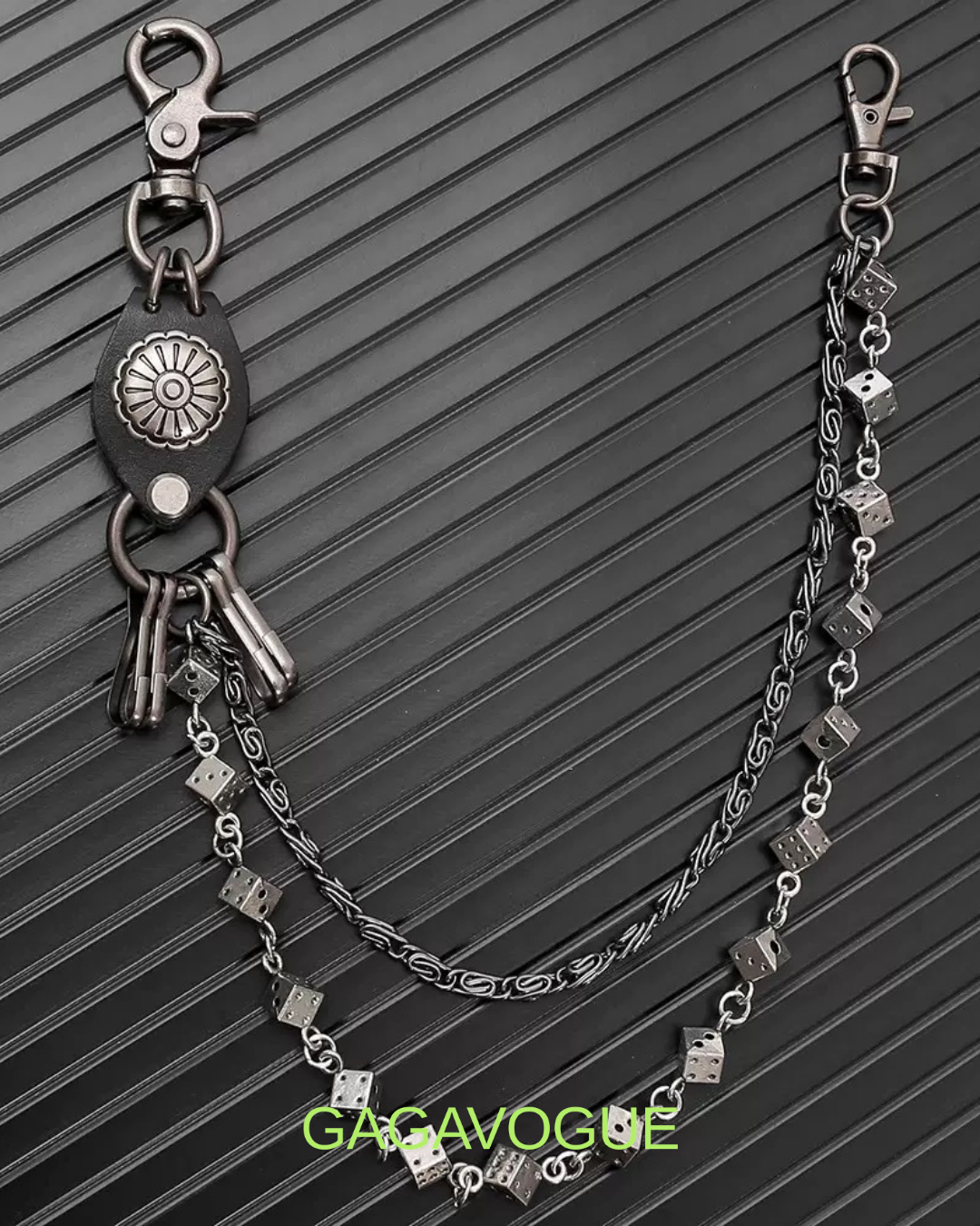 GAGAVOGUE DICE MULTI-LAYER CHARM WALLET CHAIN