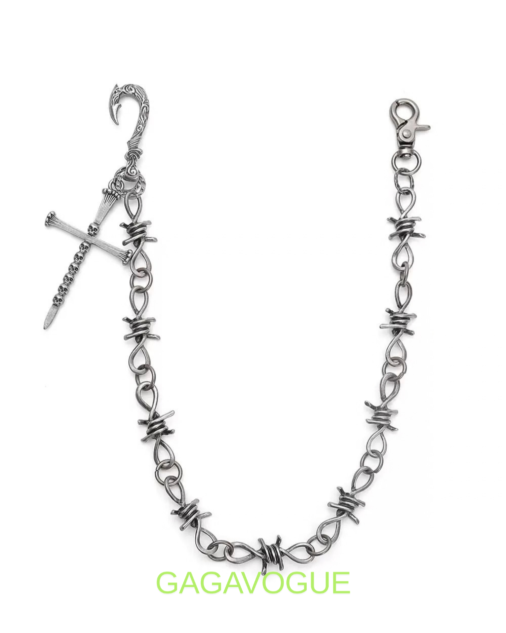 GAGAVOGUE BLACK SPIKE CROSS CHAIN WALLET CHAIN