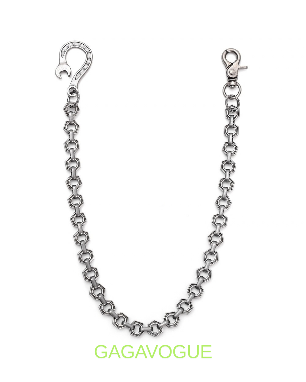 GAGAVOGUE SILVER HEXAGON LINK WALLET CHAIN