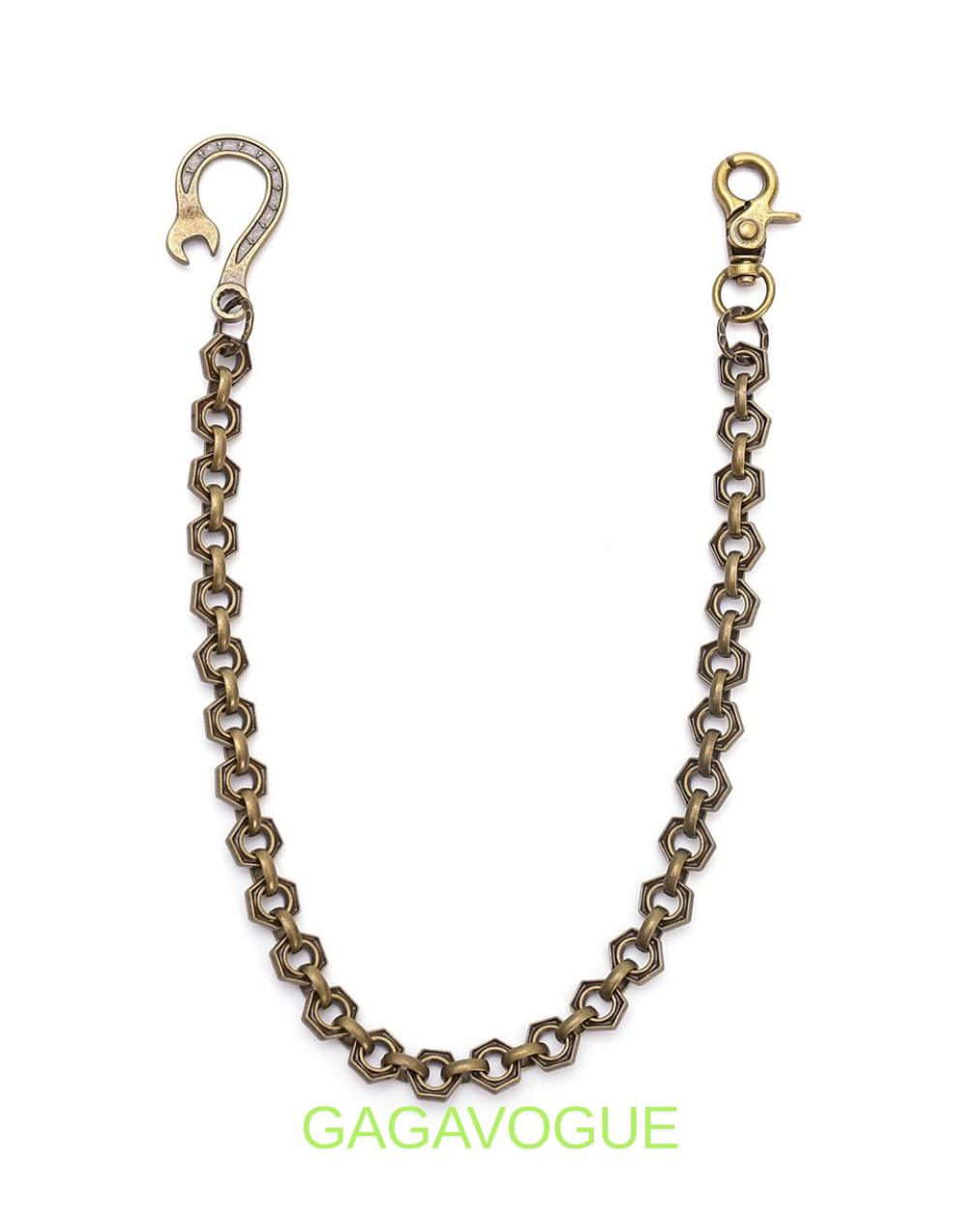 GAGAVOGUE SILVER HEXAGON LINK WALLET CHAIN