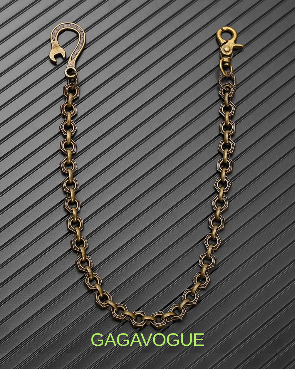 GAGAVOGUE SILVER HEXAGON LINK WALLET CHAIN