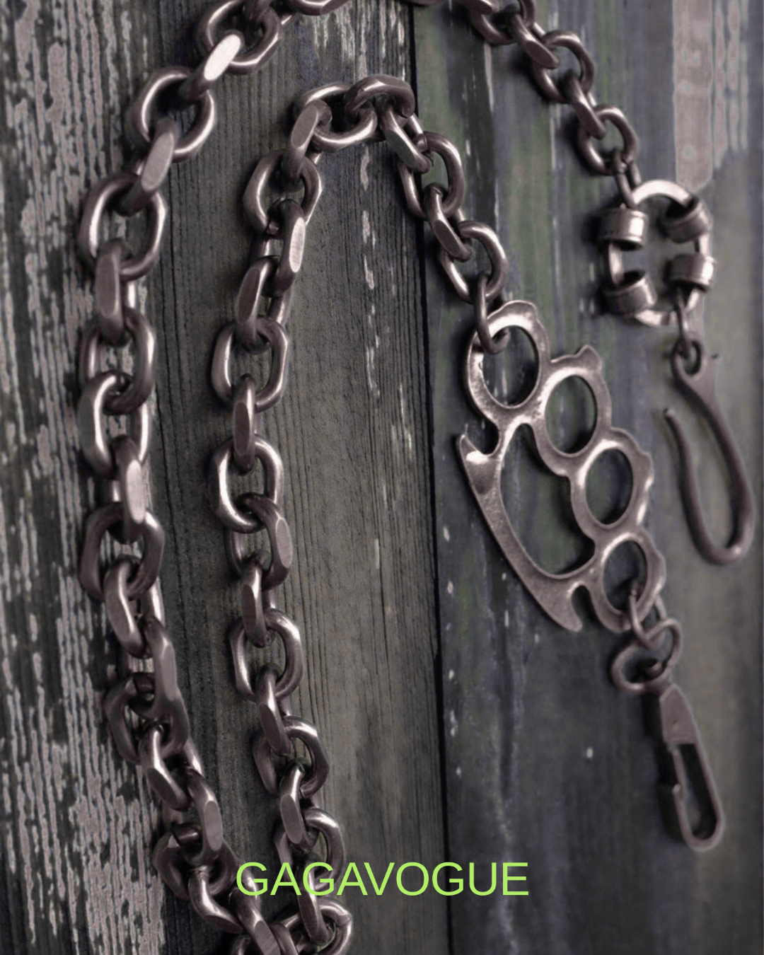 GAGAVOGUE BRASS KNUCKLE MULTI-CHAIN WALLET CHAIN