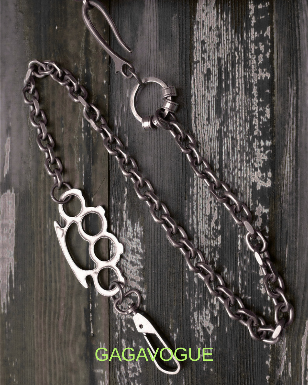 GAGAVOGUE BRASS KNUCKLE MULTI-CHAIN WALLET CHAIN