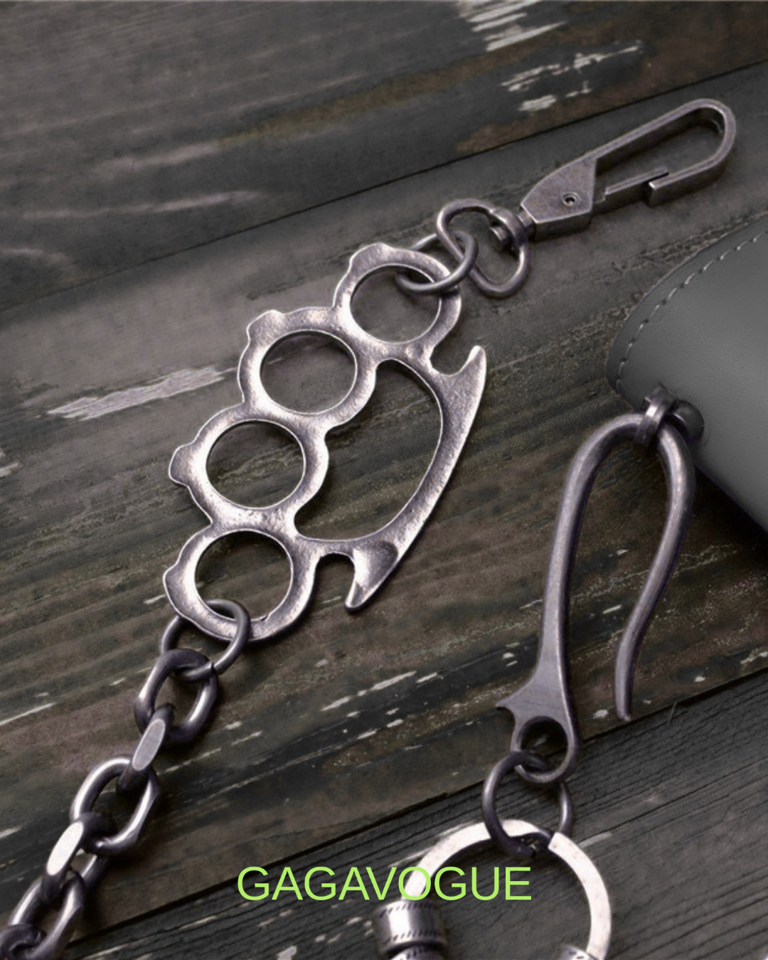 GAGAVOGUE BRASS KNUCKLE MULTI-CHAIN WALLET CHAIN