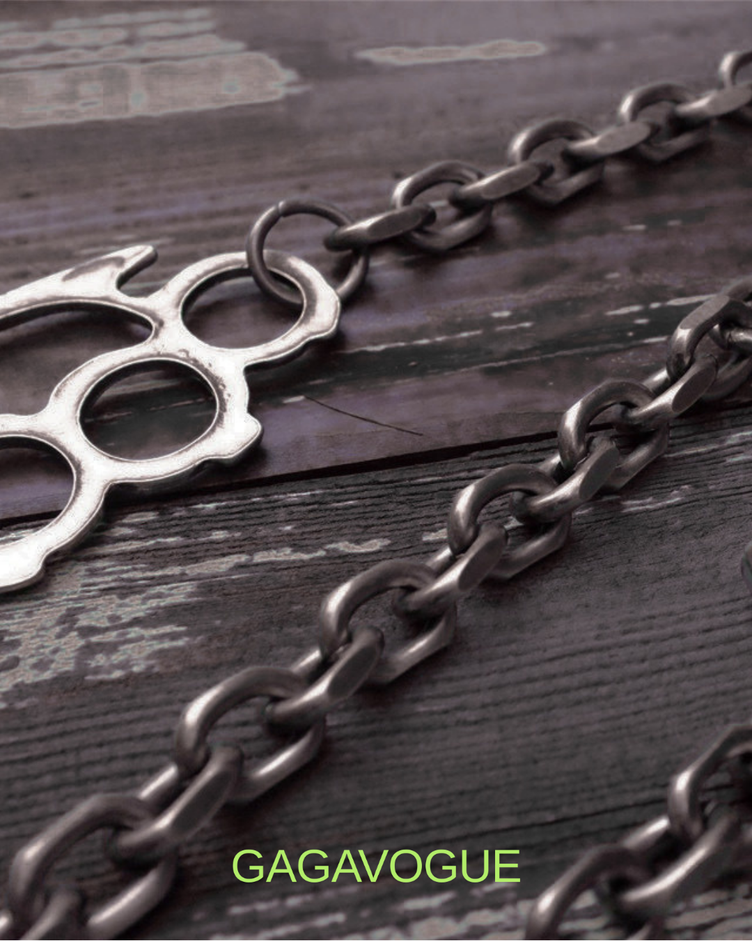 GAGAVOGUE BRASS KNUCKLE MULTI-CHAIN WALLET CHAIN