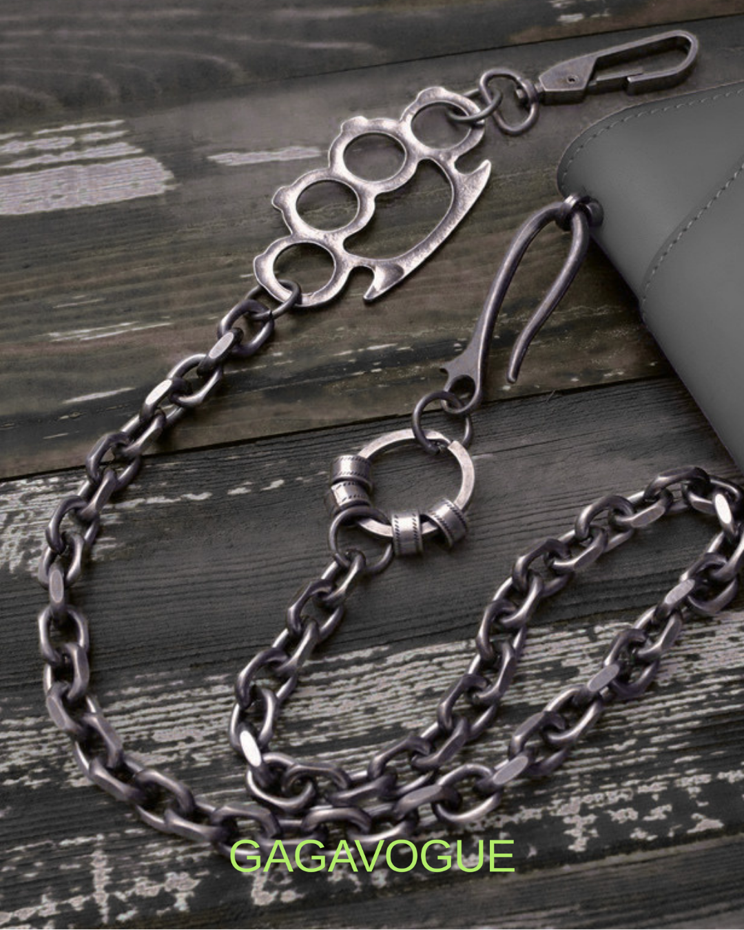 GAGAVOGUE BRASS KNUCKLE MULTI-CHAIN WALLET CHAIN