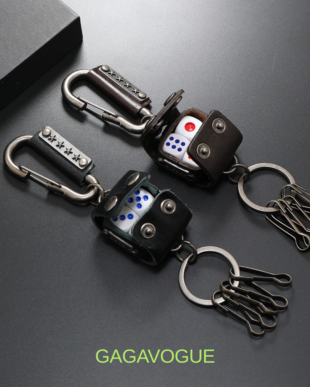 GAGAVOGUE DICE LEATHER KEYCHAIN