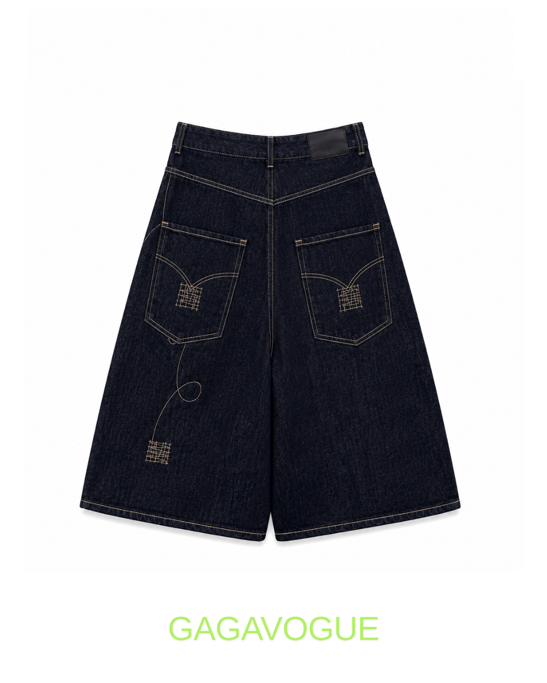 GAGAVOGUE CONTRAST STITCH DENIM SHORTS