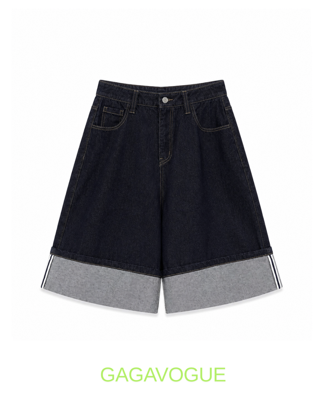 GAGAVOGUE TURN-UP DENIM SHORTS