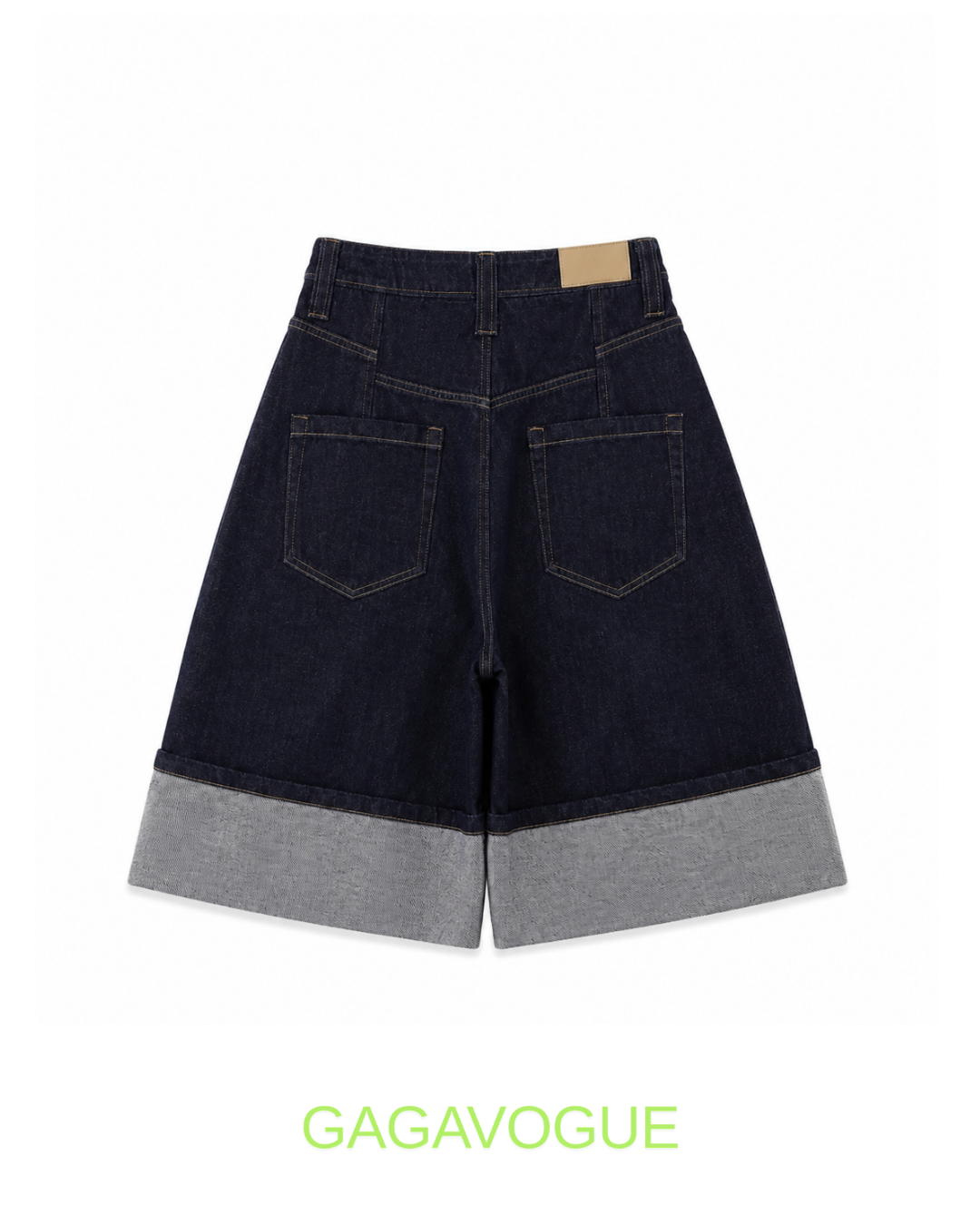 GAGAVOGUE TURN-UP DENIM SHORTS