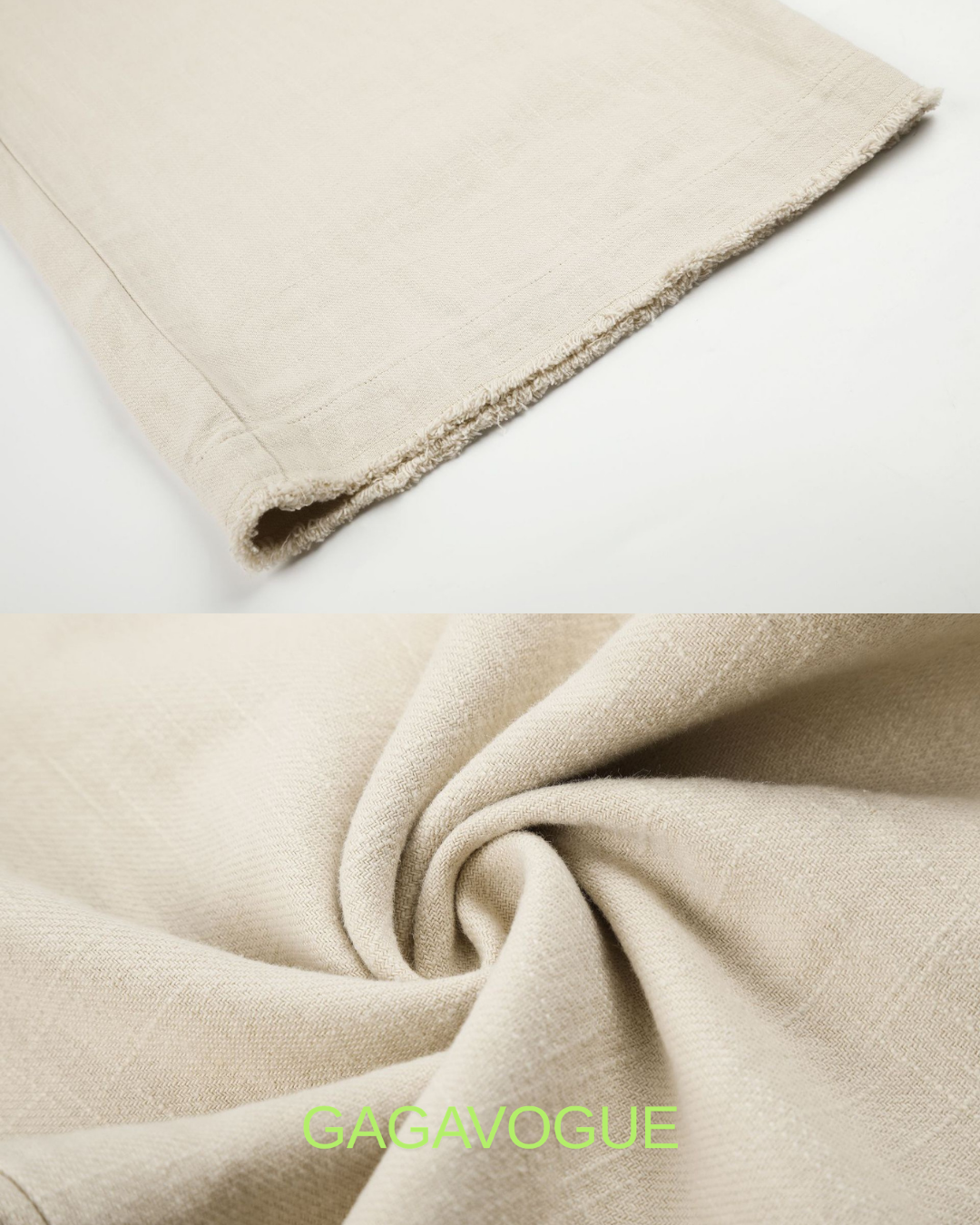 GAGAVOGUE VINTAGE LINEN GRAPHIC WIDE PANTS