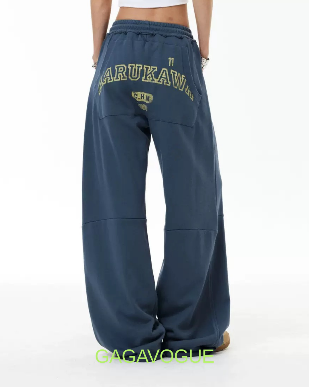 GAGAVOGUE RETRO EMBROIDERED WIDE LEG SWEATPANTS