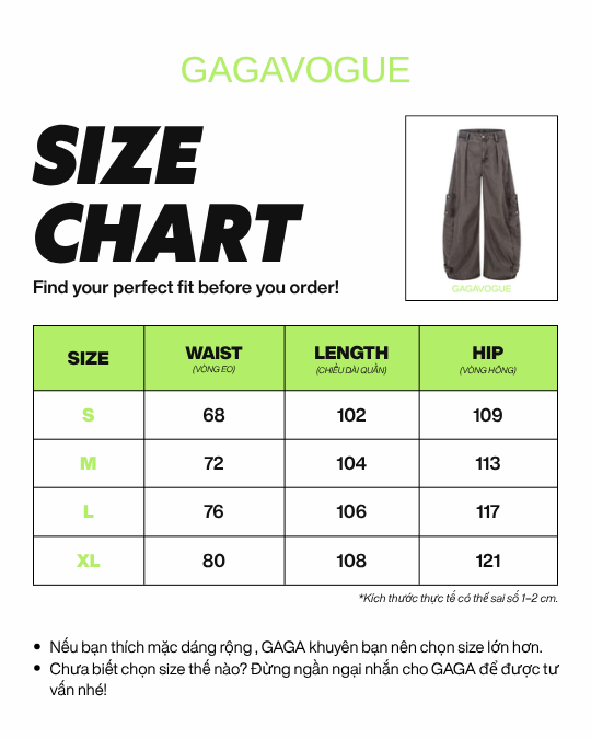 GAGAVOGUE VINTAGE CURVED CARGO PANTS