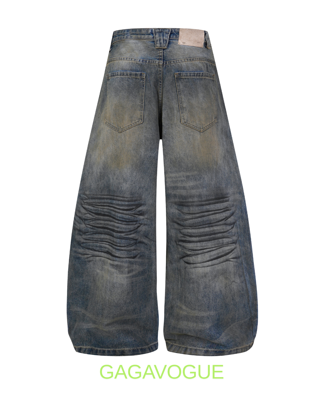 GAGAVOGUE VINTAGE WHISKER WIDE LEG DENIM PANTS