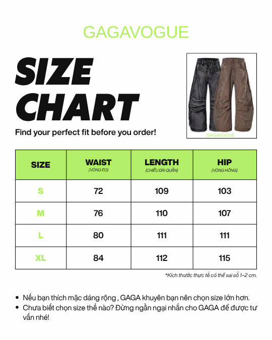 GAGAVOGUE MULTI POCKET DISTRESSED WIDE LEG PANTS