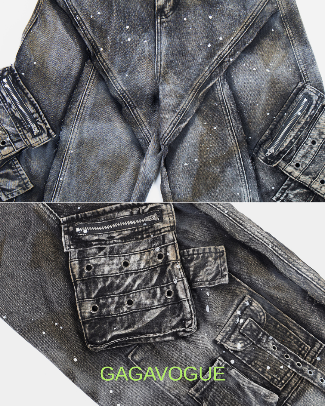GAGAVOGUE VINTAGE UTILITY WIDE CARGO PANTS