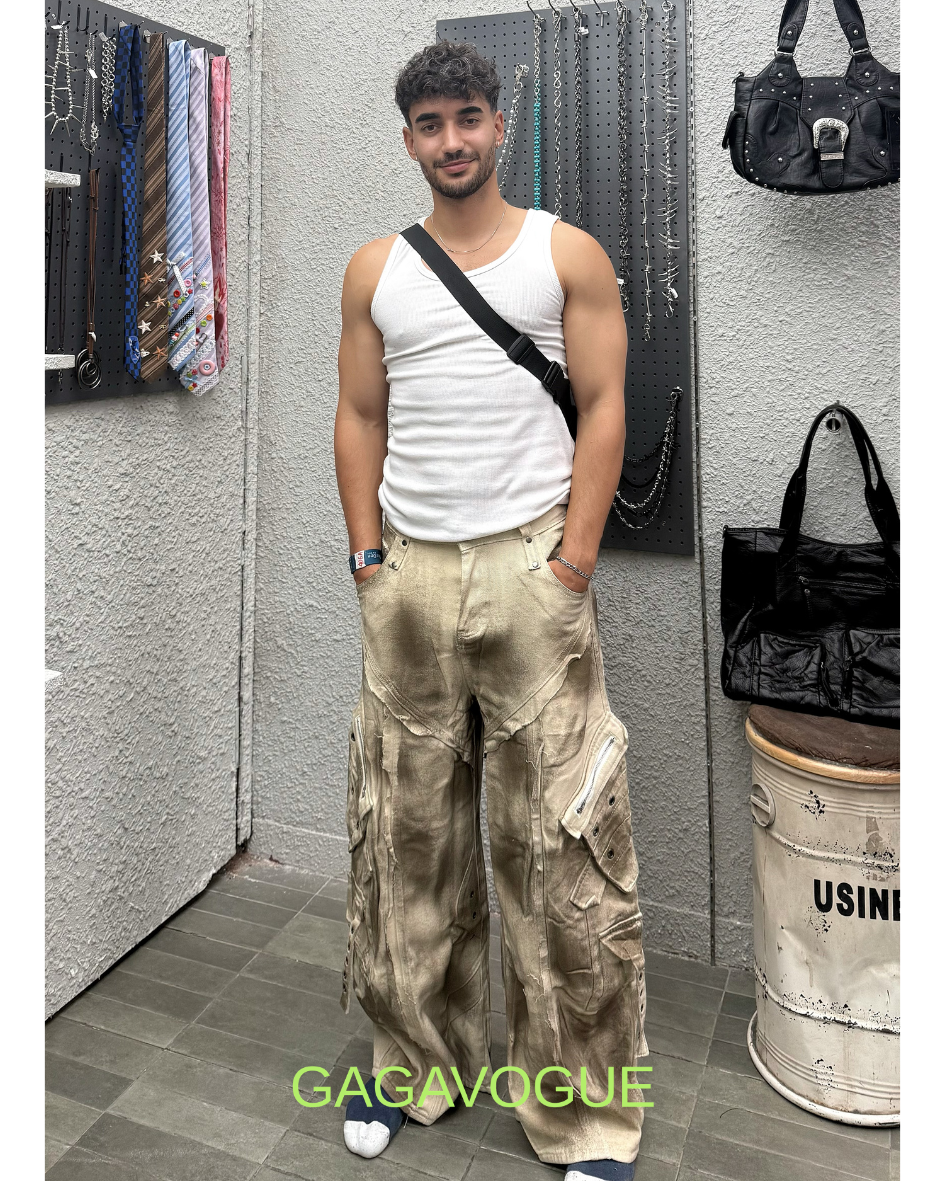 GAGAVOGUE VINTAGE UTILITY WIDE CARGO PANTS