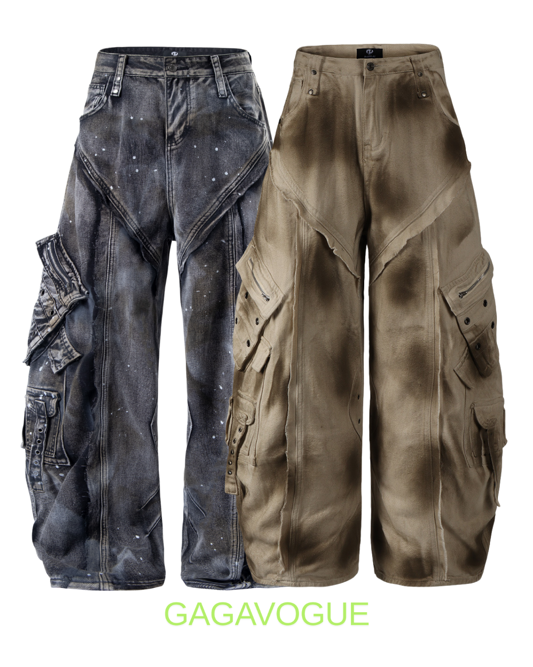 GAGAVOGUE VINTAGE UTILITY WIDE CARGO PANTS