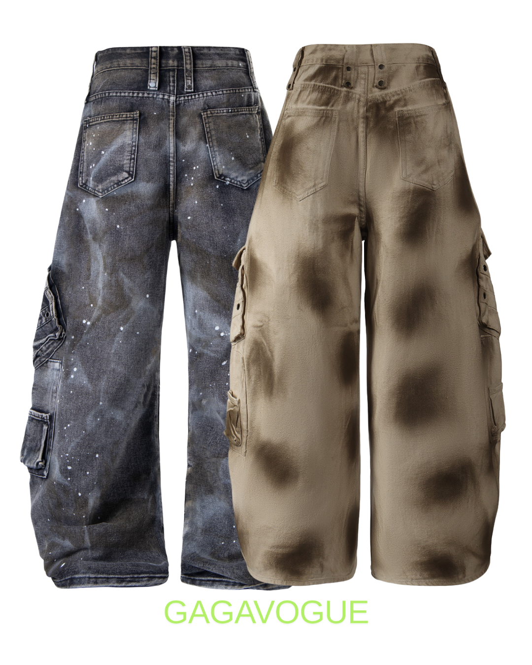 GAGAVOGUE VINTAGE UTILITY WIDE CARGO PANTS