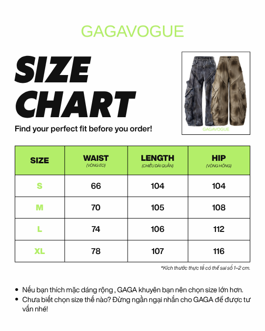 GAGAVOGUE VINTAGE UTILITY WIDE CARGO PANTS