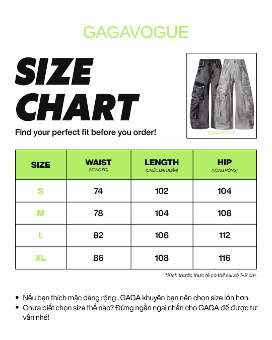 GAGAVOGUE 4-POCKET WASHED WIDE-LEG CARGO PANTS