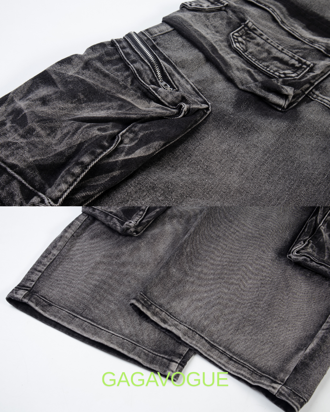 GAGAVOGUE 4-POCKET WASHED WIDE-LEG CARGO PANTS