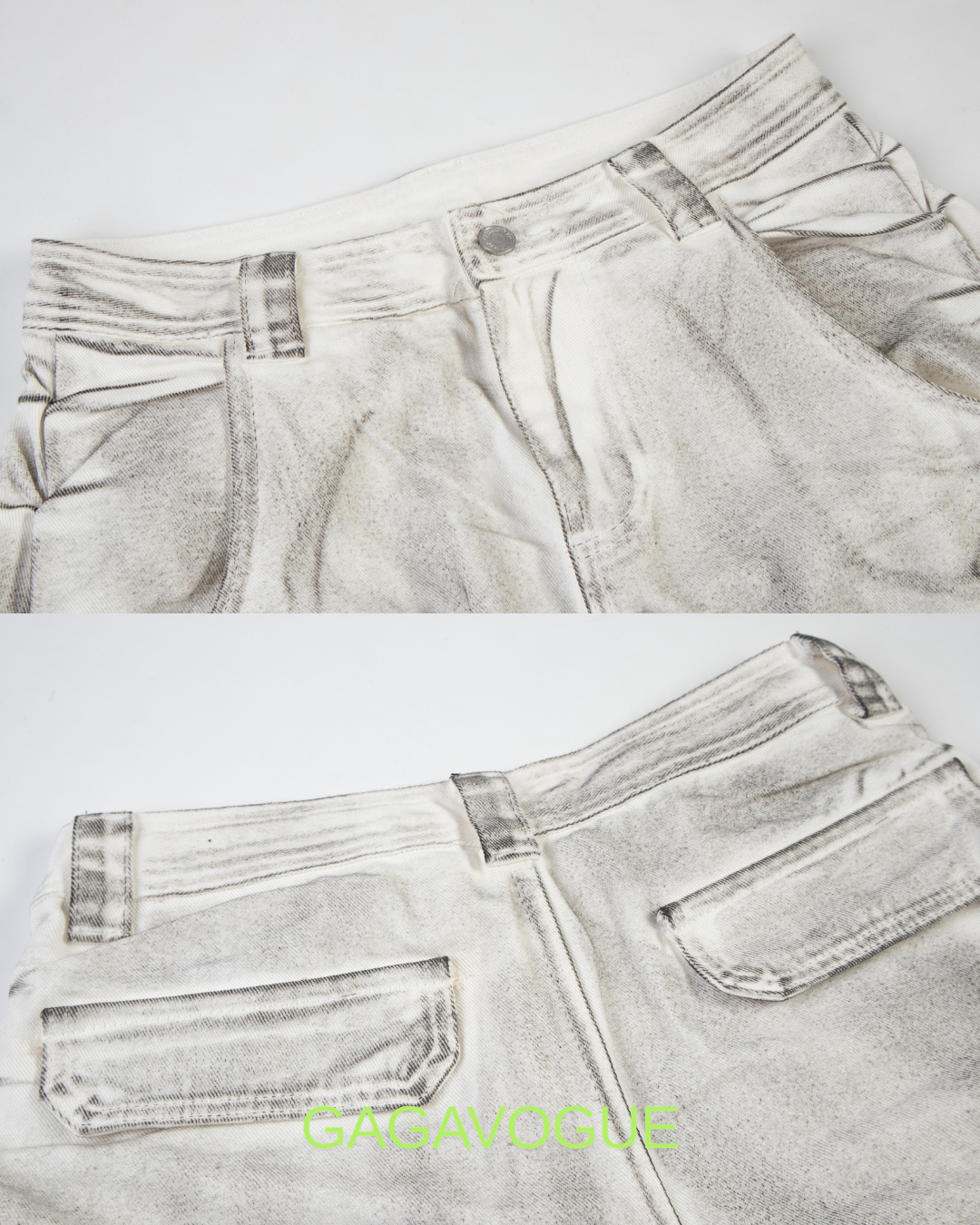 GAGAVOGUE 4-POCKET WASHED WIDE-LEG CARGO PANTS