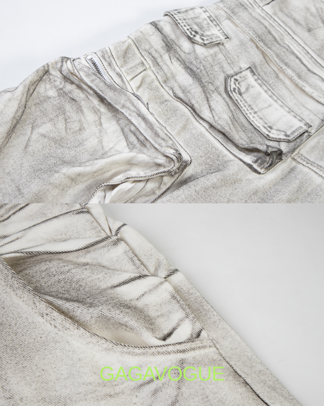 GAGAVOGUE 4-POCKET WASHED WIDE-LEG CARGO PANTS