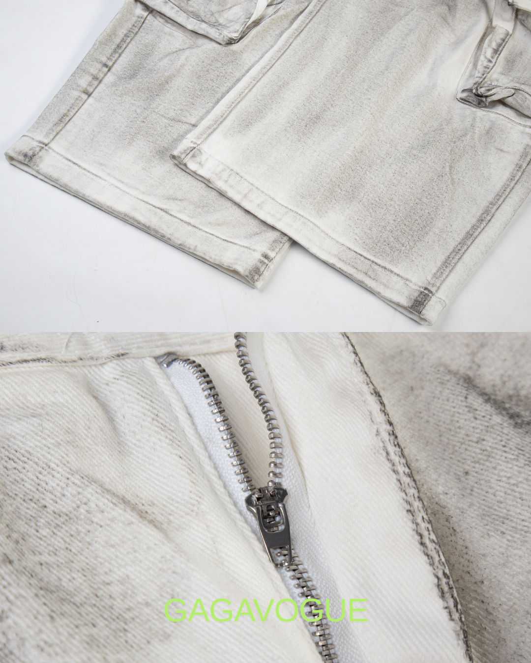 GAGAVOGUE 4-POCKET WASHED WIDE-LEG CARGO PANTS