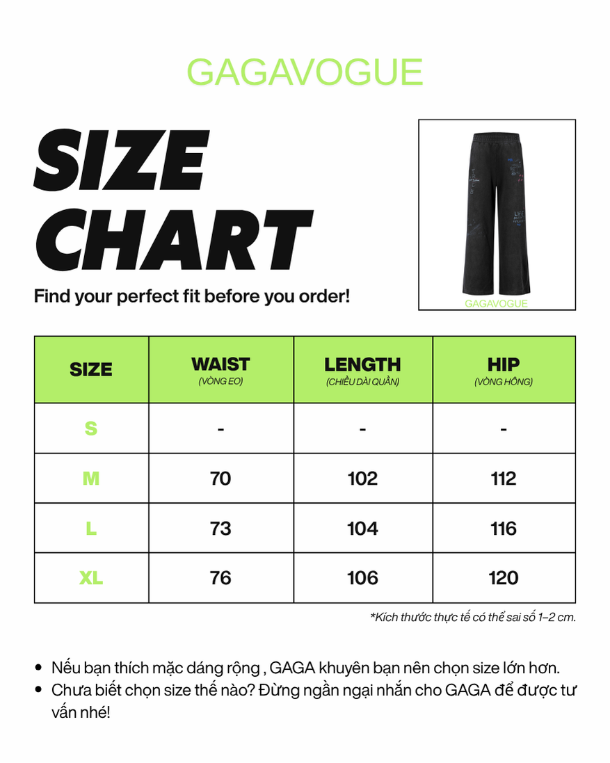 GAGAVOGUE BLACK GRAPHIC WIDE LEG SWEATPANTS