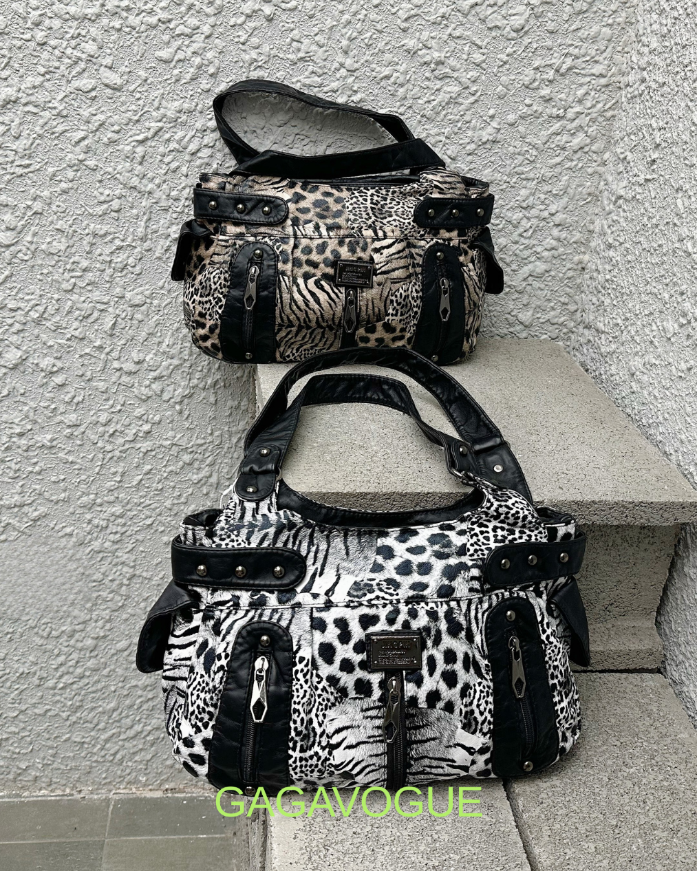 GAGAVOGUE VINTAGE ANIMAL PRINT SHOULDER BAG