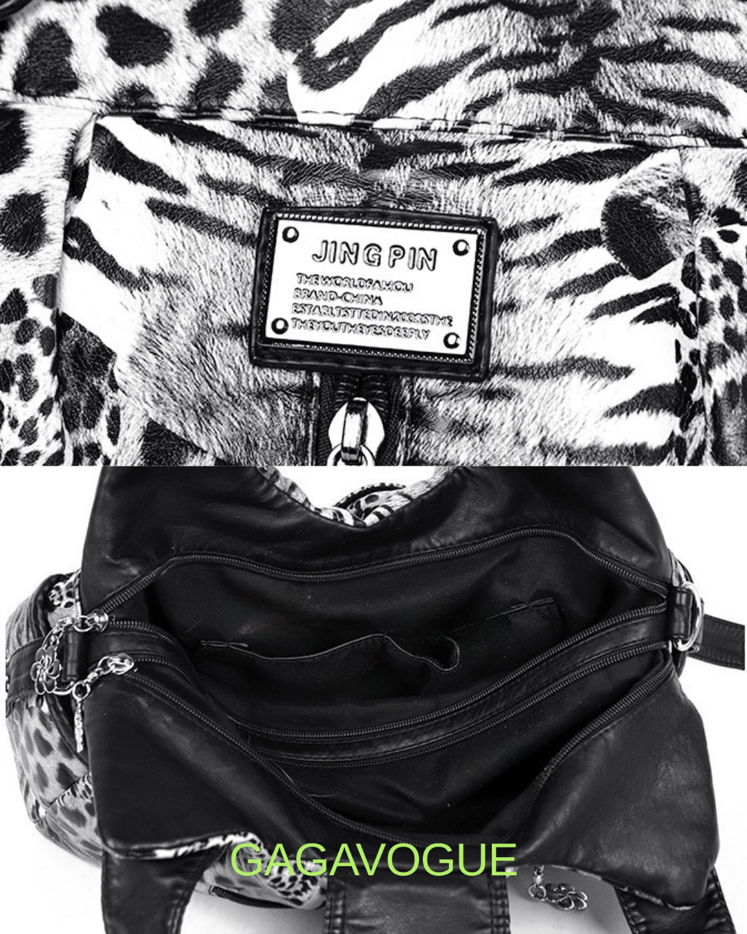 GAGAVOGUE VINTAGE ANIMAL PRINT SHOULDER BAG