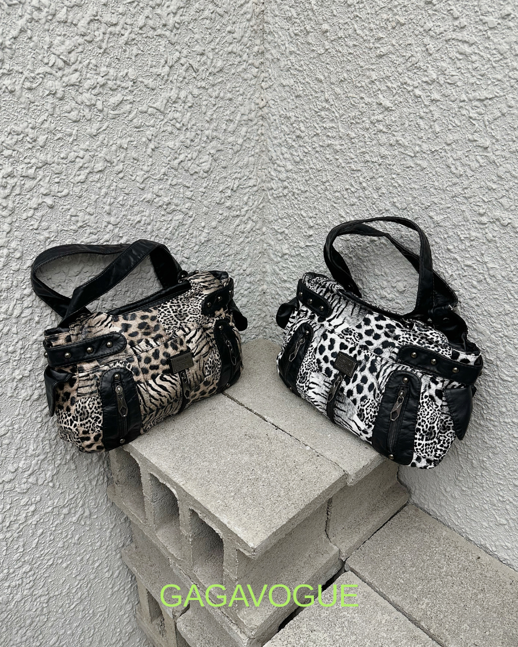 GAGAVOGUE VINTAGE ANIMAL PRINT SHOULDER BAG