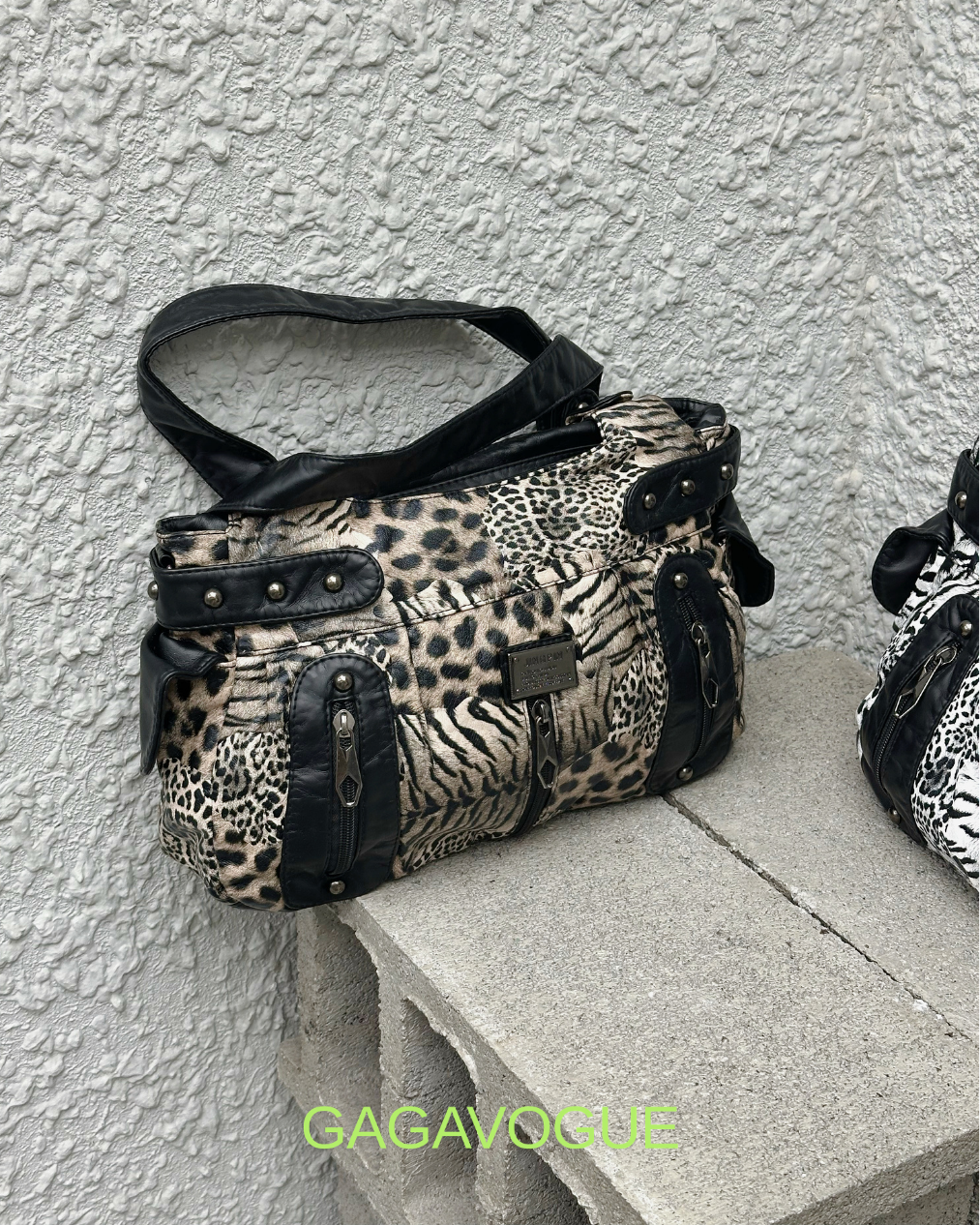 GAGAVOGUE VINTAGE ANIMAL PRINT SHOULDER BAG