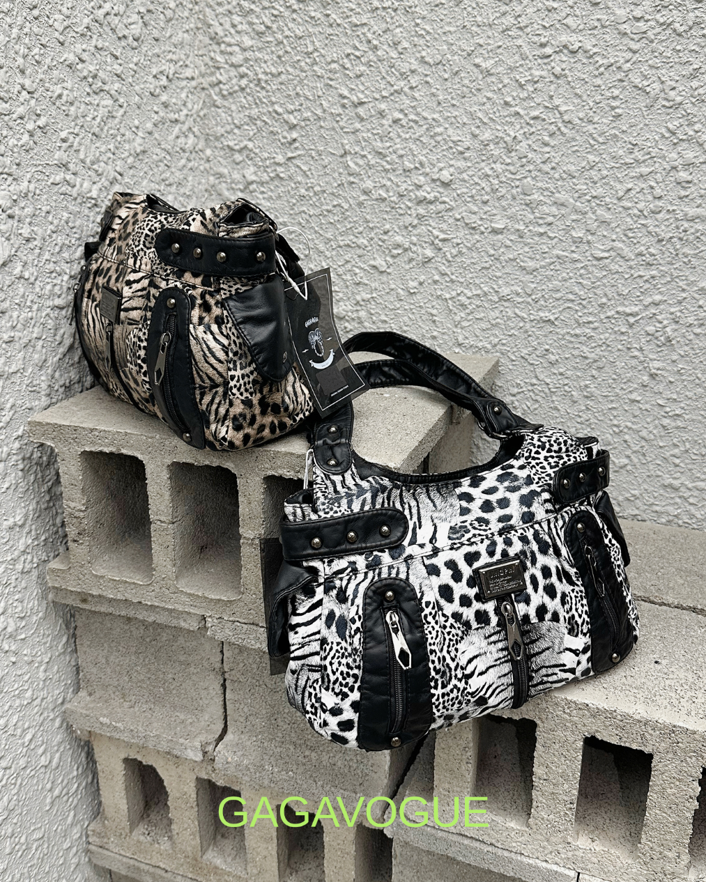 GAGAVOGUE VINTAGE ANIMAL PRINT SHOULDER BAG