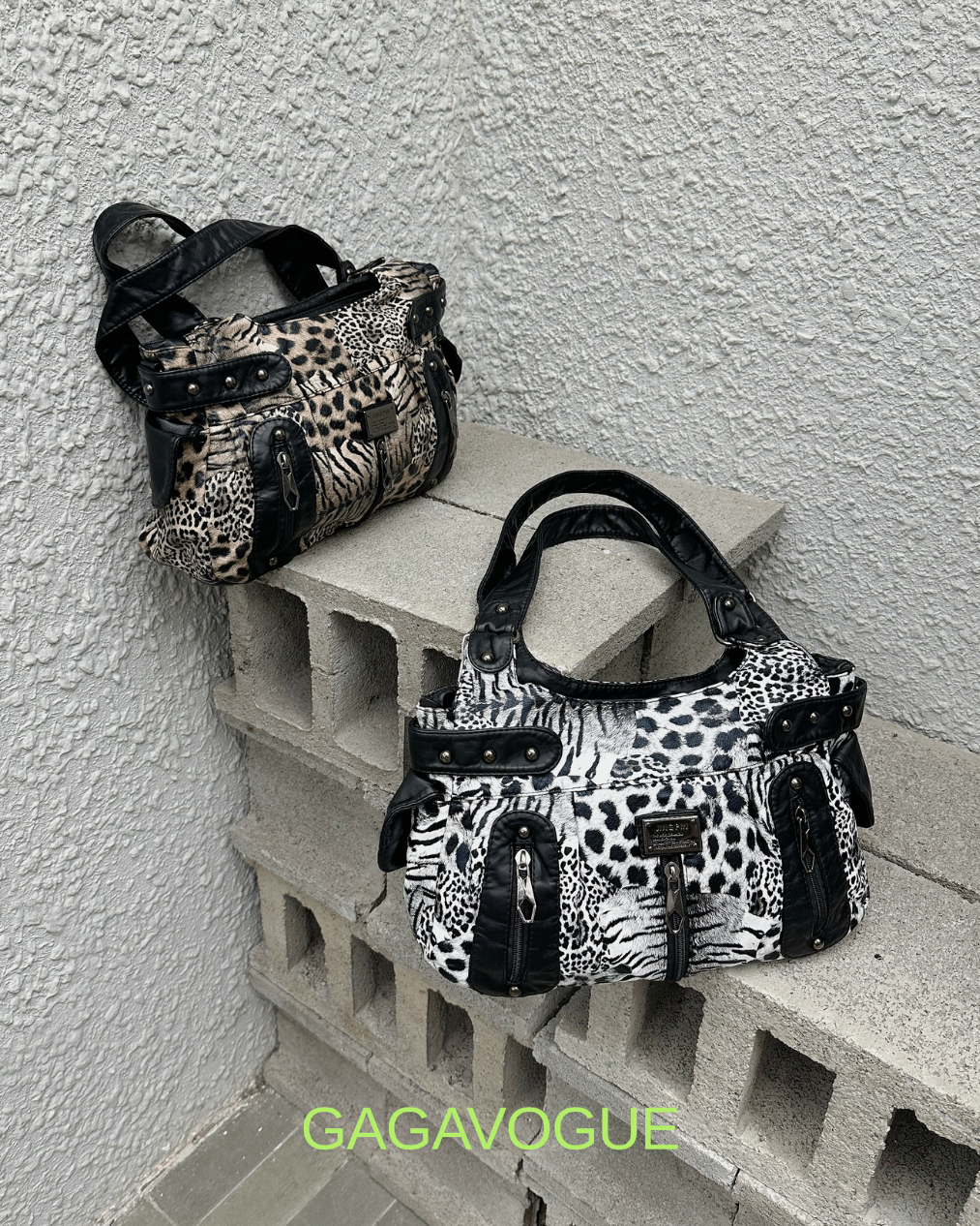 GAGAVOGUE VINTAGE ANIMAL PRINT SHOULDER BAG