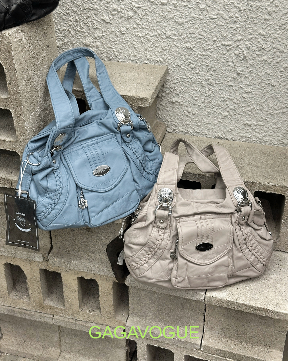 GAGAVOGUE VINTAGE BRAID POCKET SHOULDER BAG