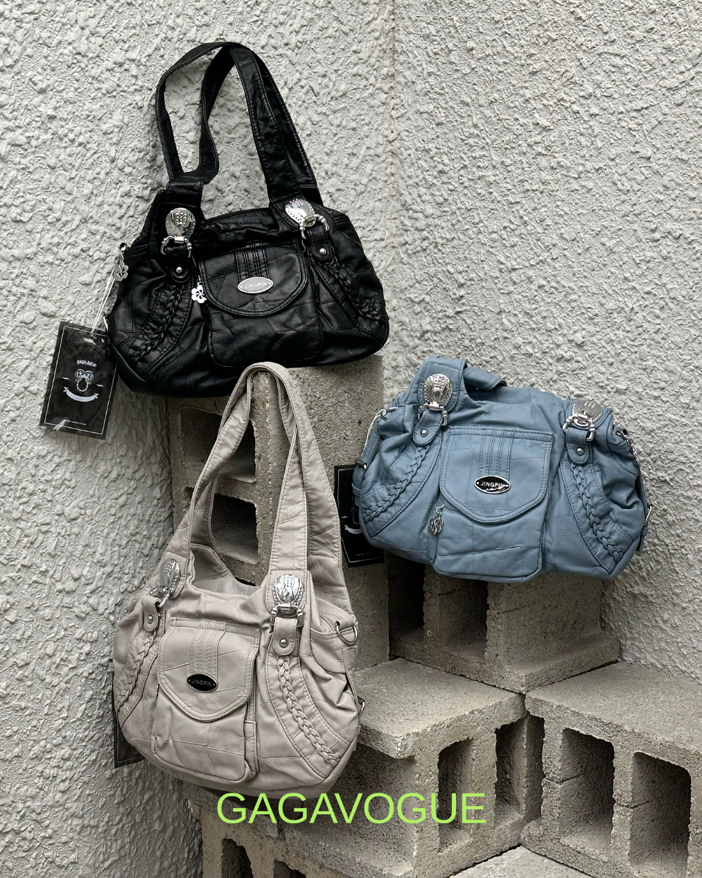 GAGAVOGUE VINTAGE BRAID POCKET SHOULDER BAG