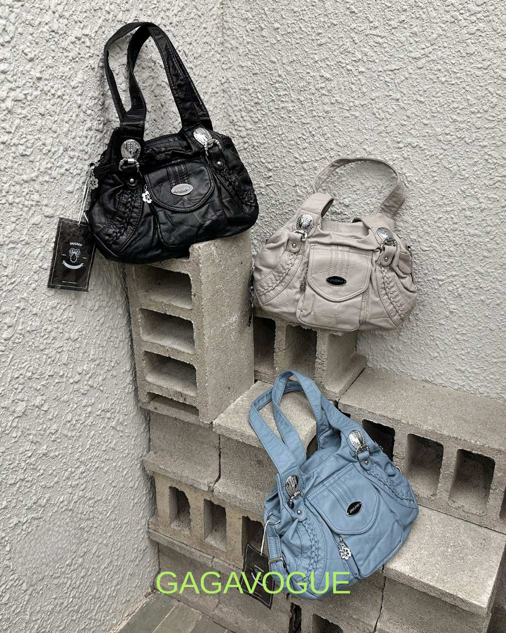 GAGAVOGUE VINTAGE BRAID POCKET SHOULDER BAG