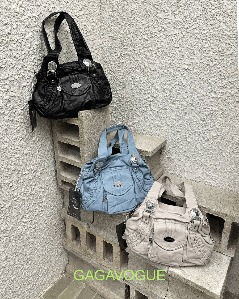 GAGAVOGUE VINTAGE BRAID POCKET SHOULDER BAG