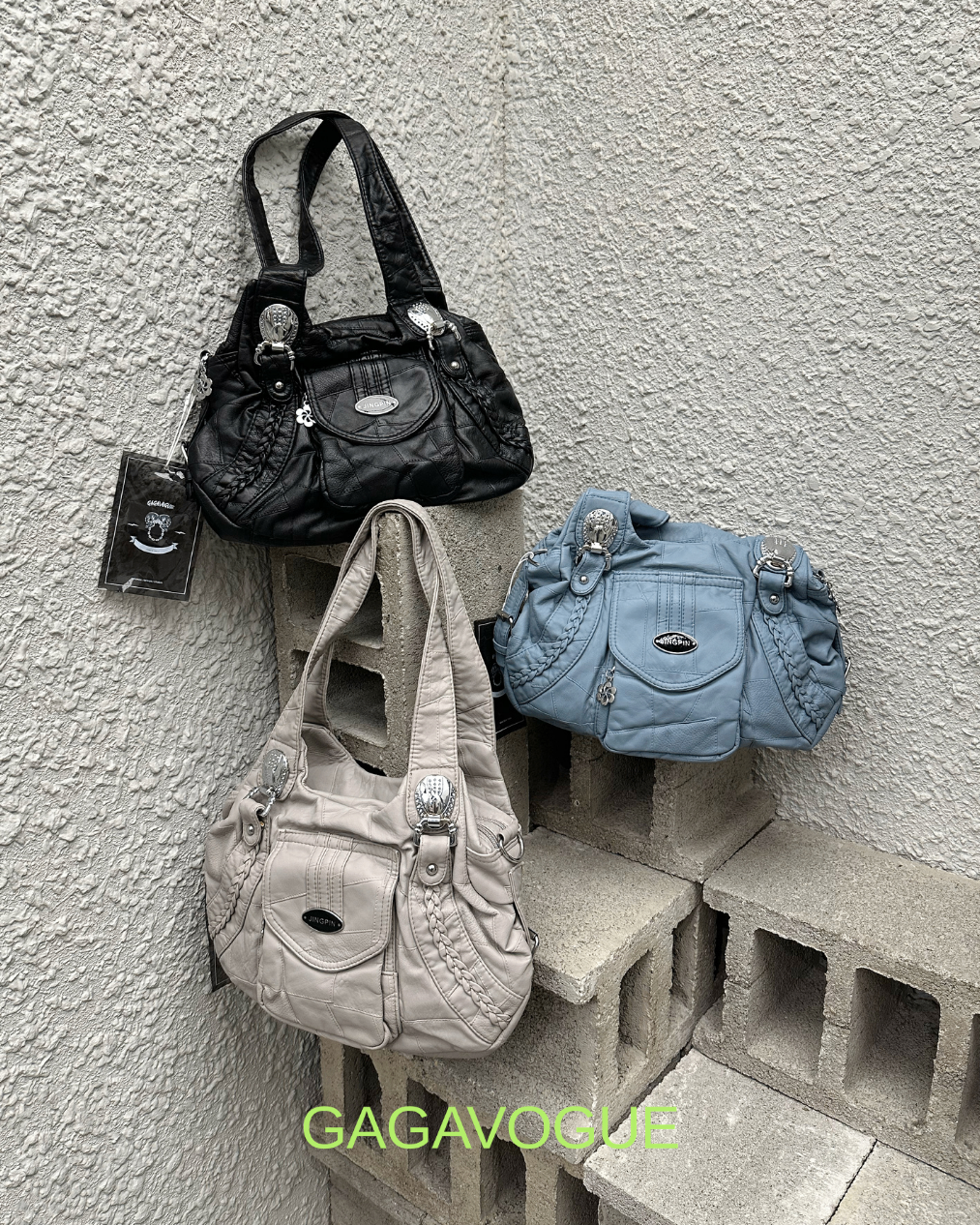 GAGAVOGUE VINTAGE BRAID POCKET SHOULDER BAG